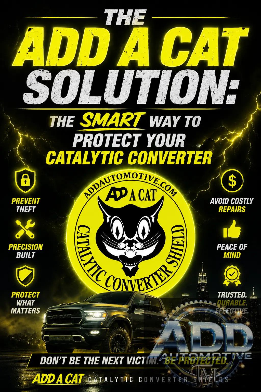 ADD A CAT catalytic converter shield installed under vehicle for theft protection