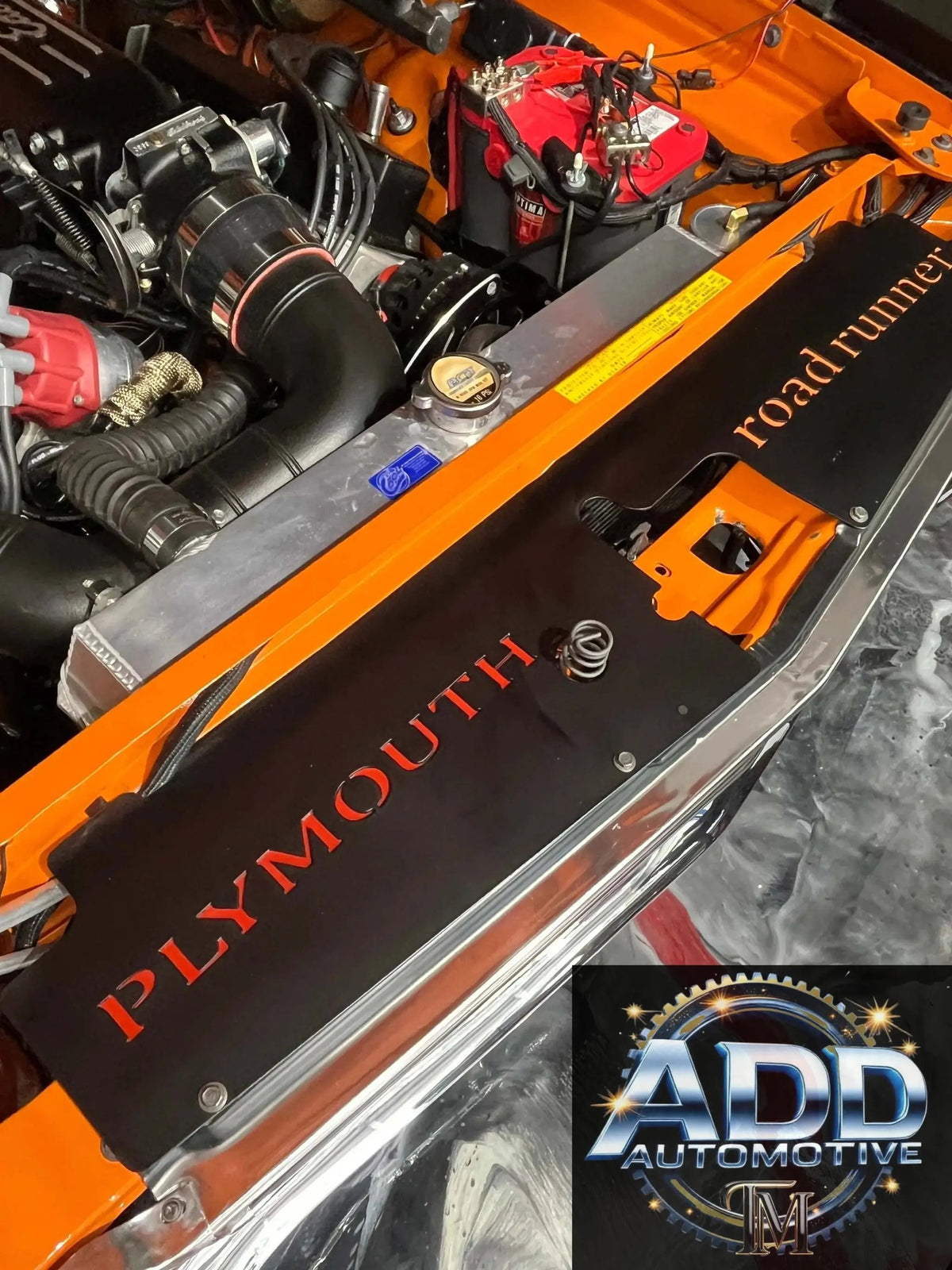 1969 Plymouth Roadrunner top show panel made from marine-grade aluminum for improved cooling and seamless fitment