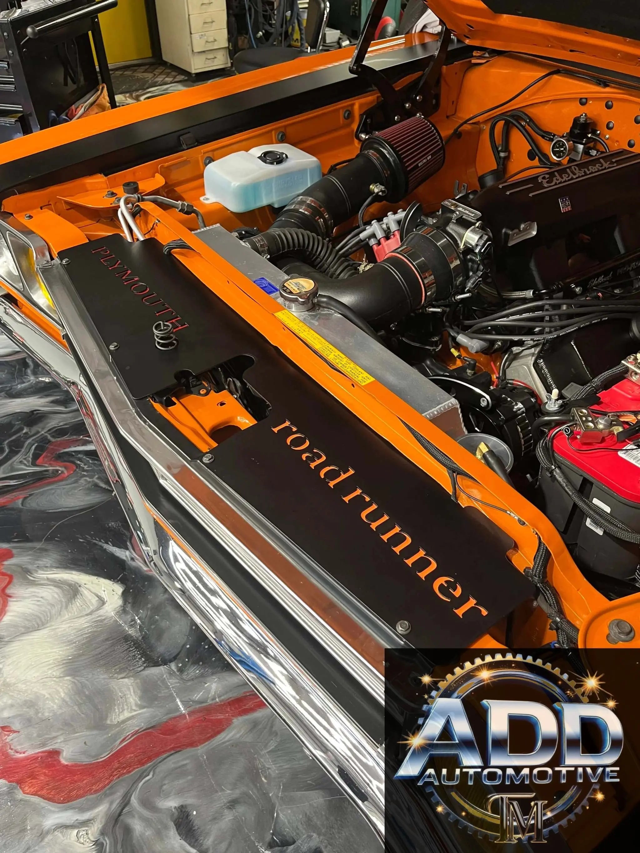 1969 Plymouth Roadrunner top show panel made of marine-grade aluminum enhancing cooling and fitment