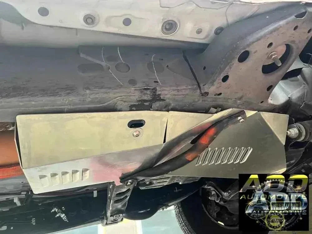 2005-2023 Toyota Tacoma 4-cylinder catalytic converter shield made of marine-grade aluminum with security bolts and ventilation louvers