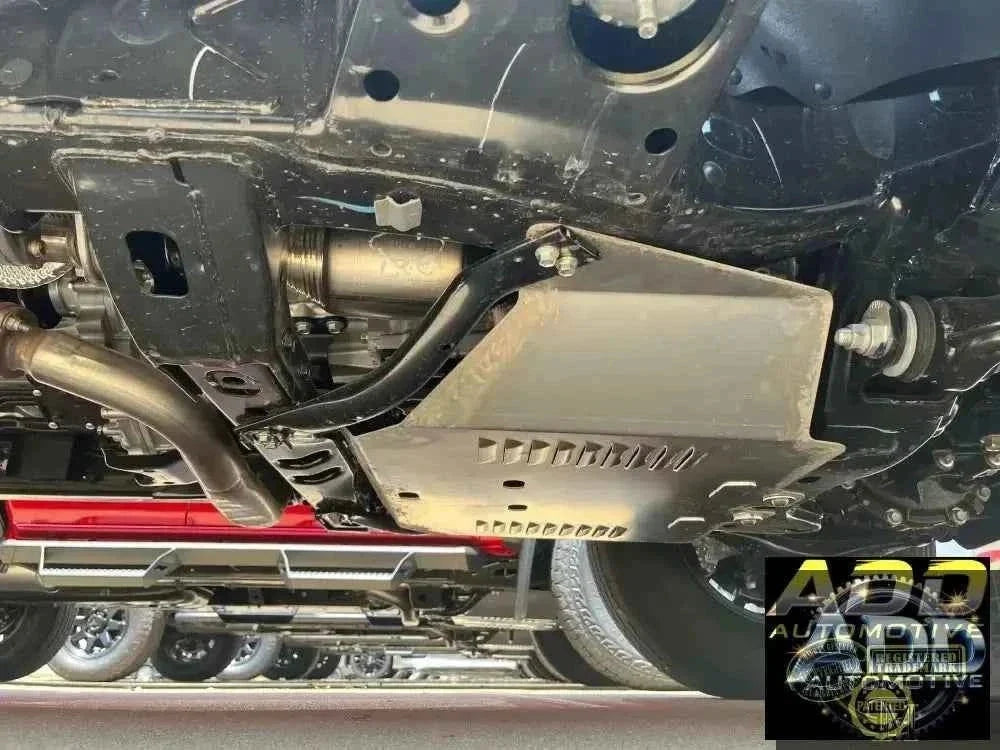 2005-2023 Toyota Tacoma V6 catalytic converter shield made of marine-grade aluminum with louvered vents and security bolts