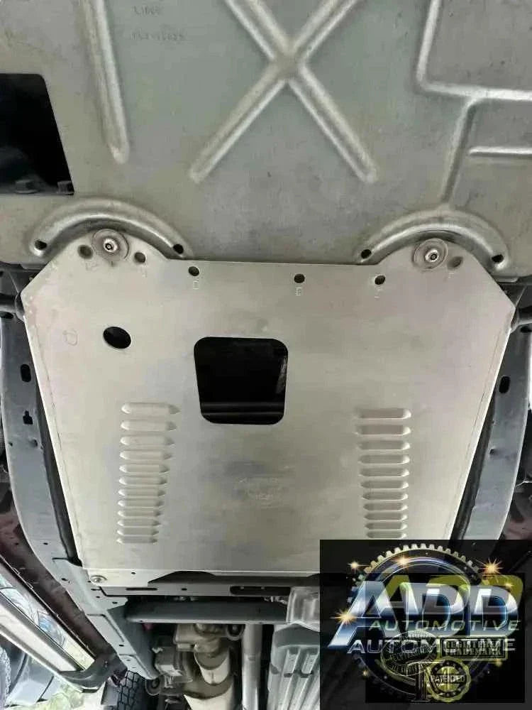 2005-2026 Ford F-150 catalytic converter shield made of marine-grade aluminum with security bolts and louvered ventilation