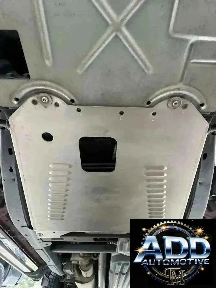 2009-2027 Ford F-150 catalytic converter shield made of marine-grade aluminum with security bolts and louvered ventilation