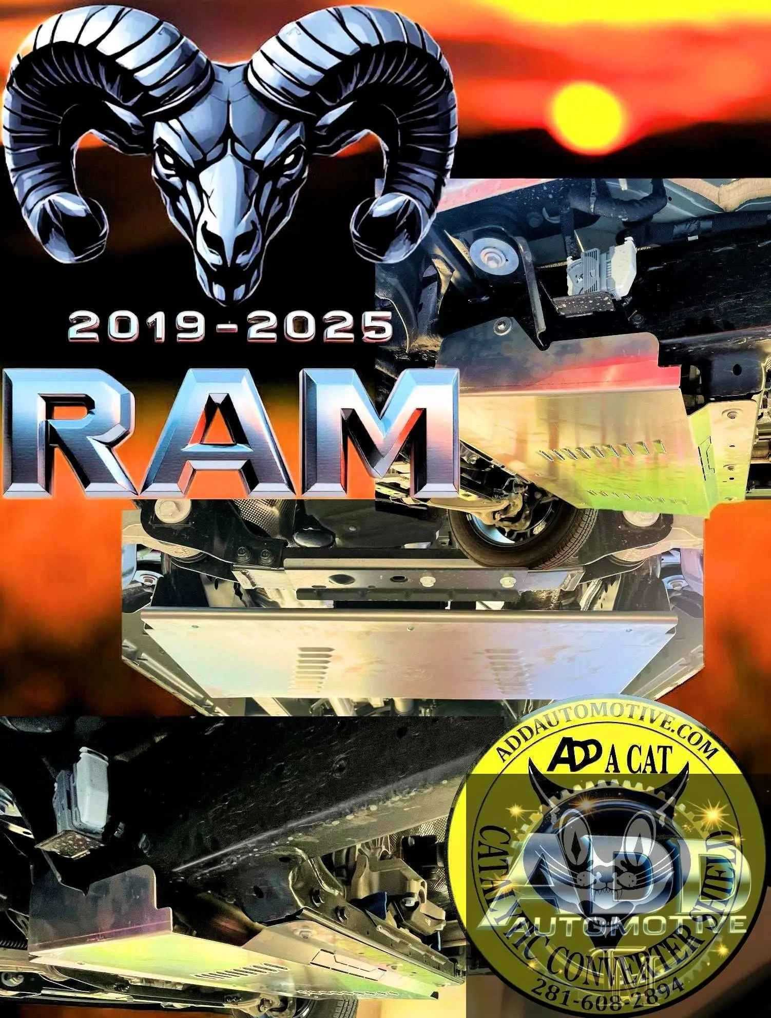 2019-2026 Ram 1500 catalytic converter shield installed under truck for theft protection and durability