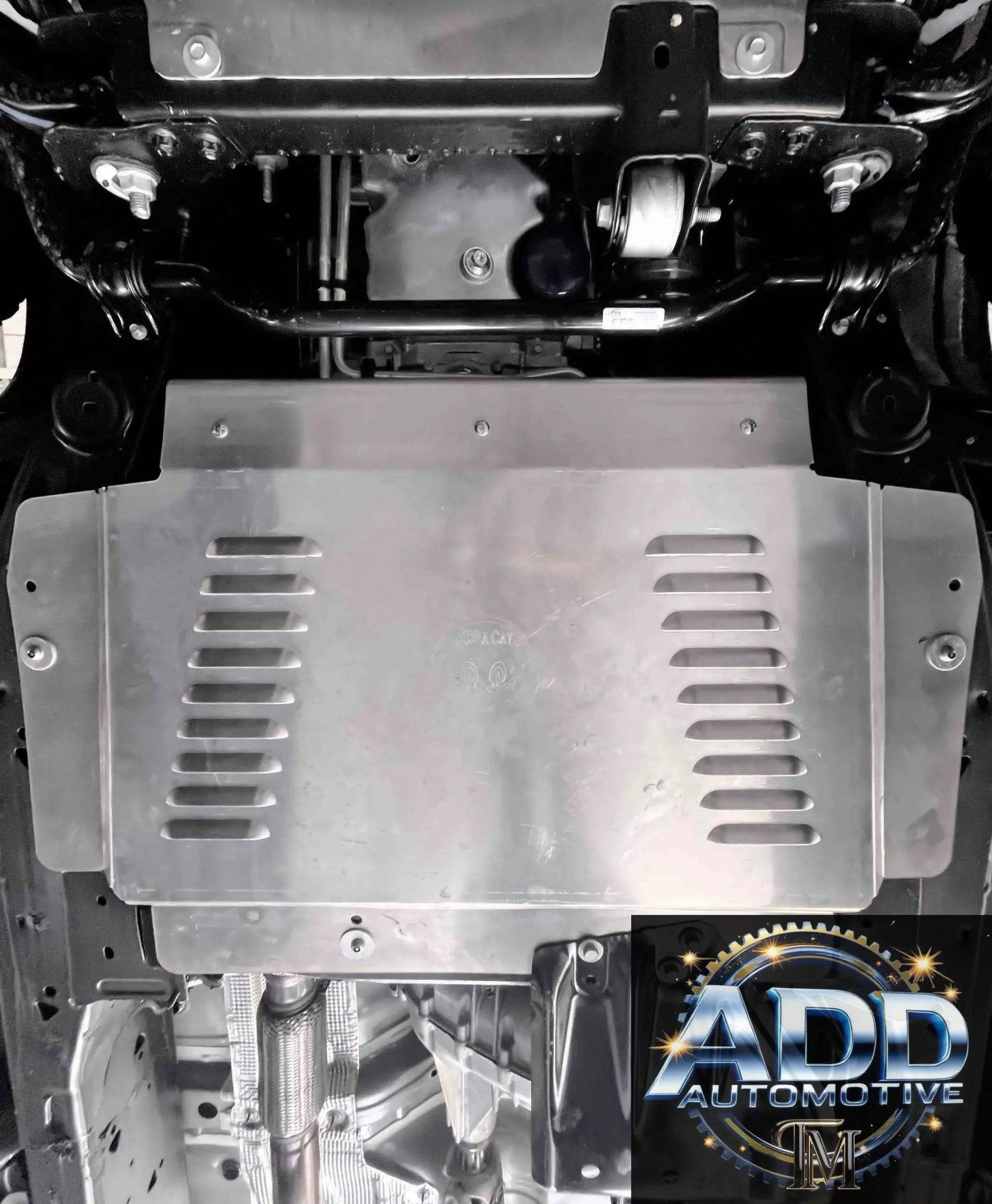 2021-2026 Cadillac Escalade catalytic converter shield made of marine grade aluminum with louvers for ventilation and security bolts