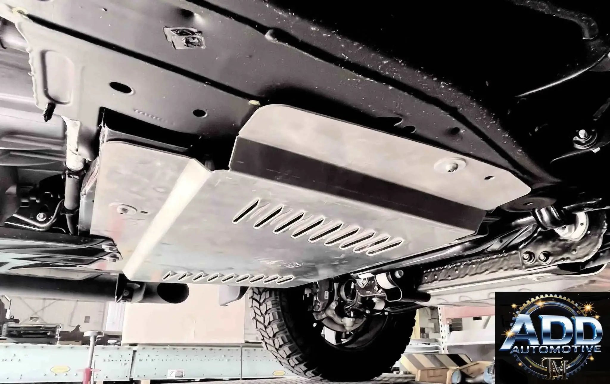 2021-2026 Chevrolet Suburban catalytic converter shield made of marine-grade aluminum with louvers and security bolts for theft protection and impact resistance