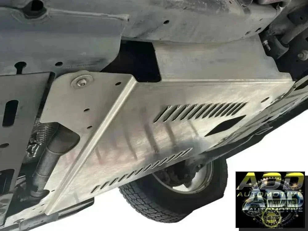 2021-2026 Ford F-150 Powerboost catalytic converter shield made from marine-grade aluminum with louvers and security bolts for theft protection