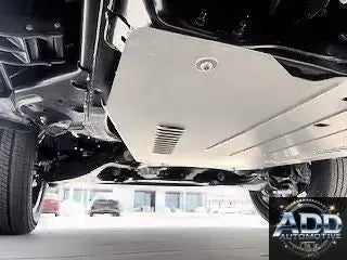 2022-2027 Toyota Tundra Hybrid catalytic converter shield with ventilation louvers and security bolts