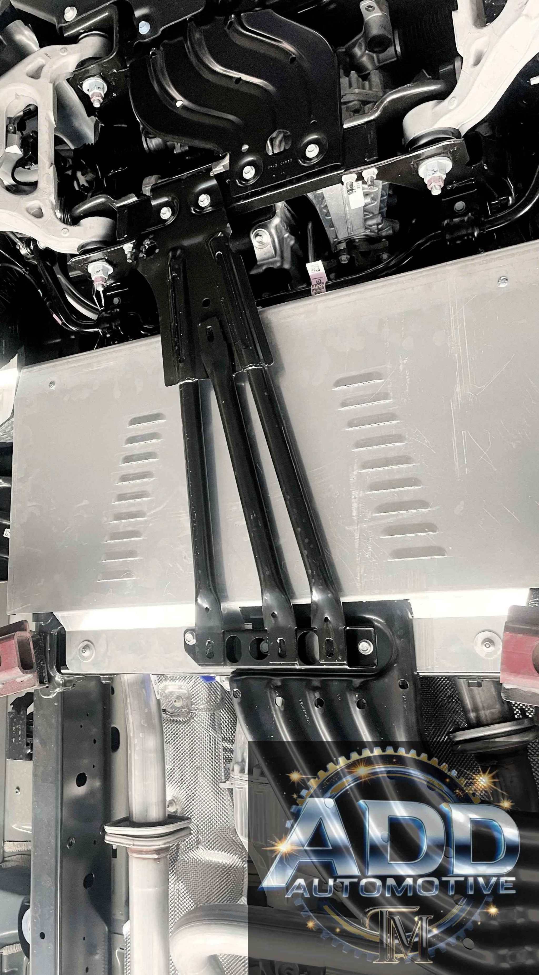 2025-2026 Ram 1500 catalytic converter shield made from marine-grade aluminum with louvers and security bolts for theft protection