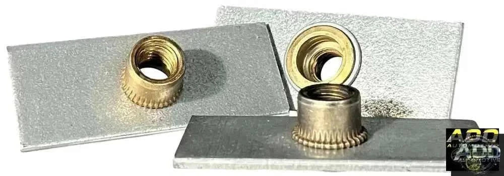 ADD Automotive 3/8 Bracket silver metal mounting plate with integrated threaded insert for automotive use
