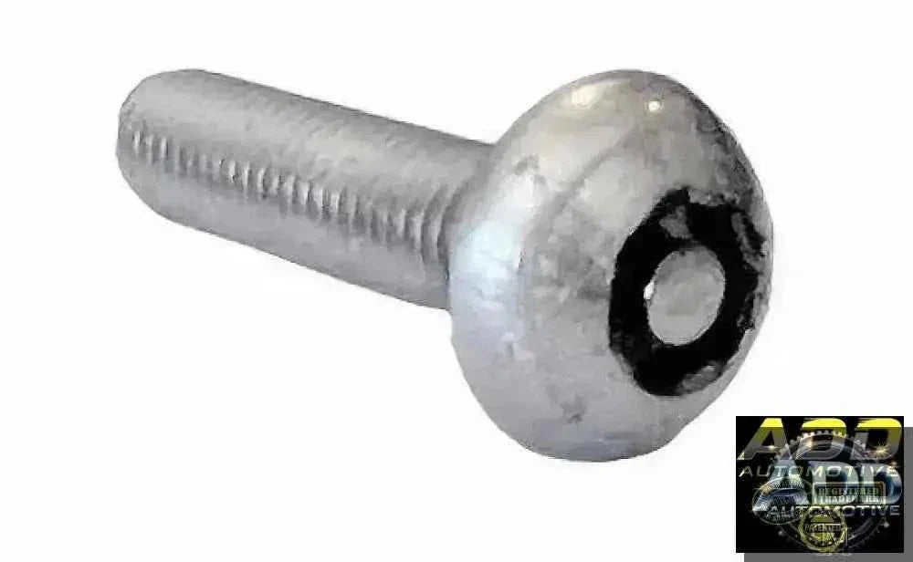 Patented M8-125 Security Bolt silver metal with recessed drive and rounded head for vehicle anti-theft applications