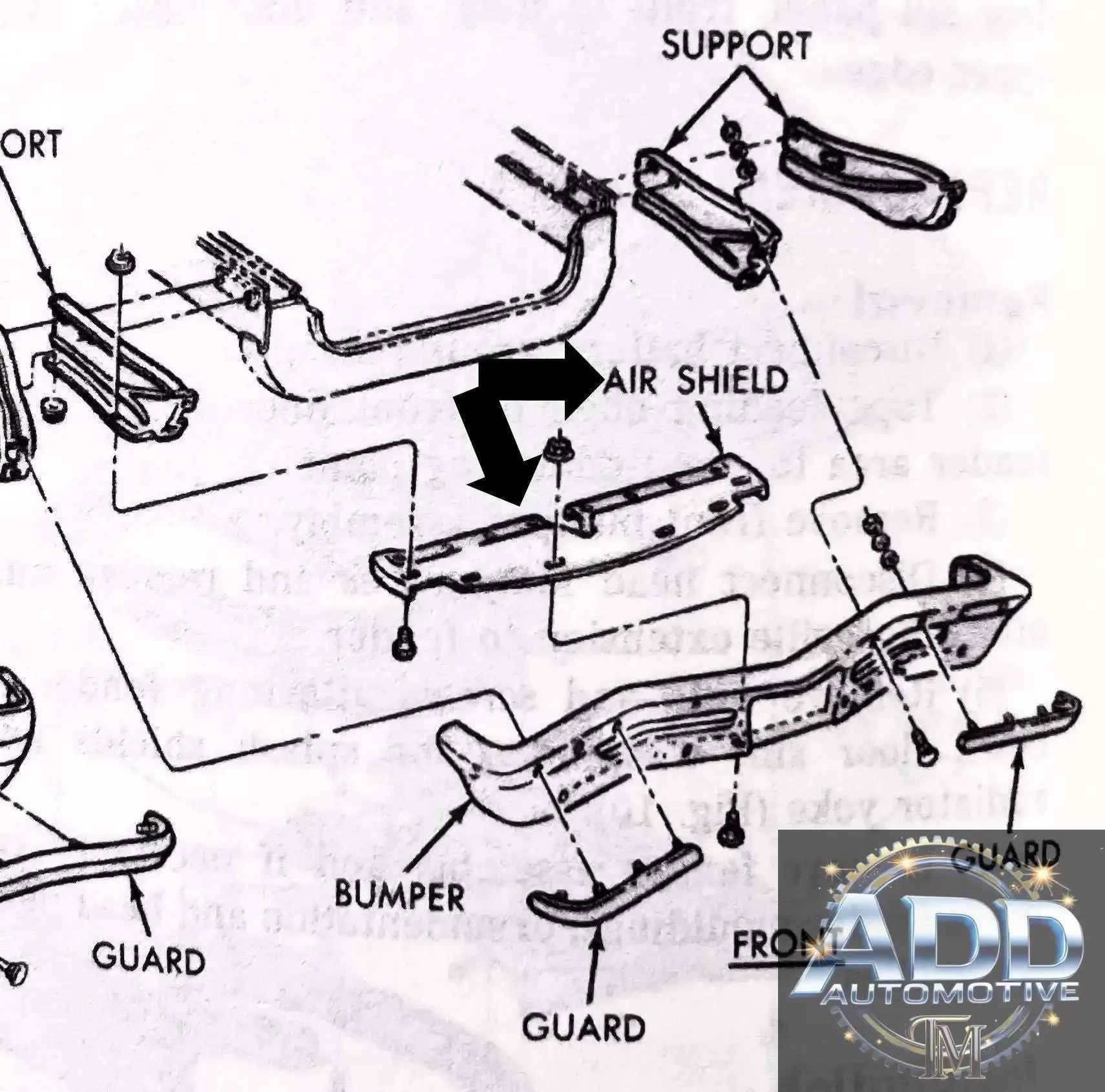 Plymouth Air Shield and Stone Shield for 1968-1969 Plymouth models protecting radiator and preventing overheating
