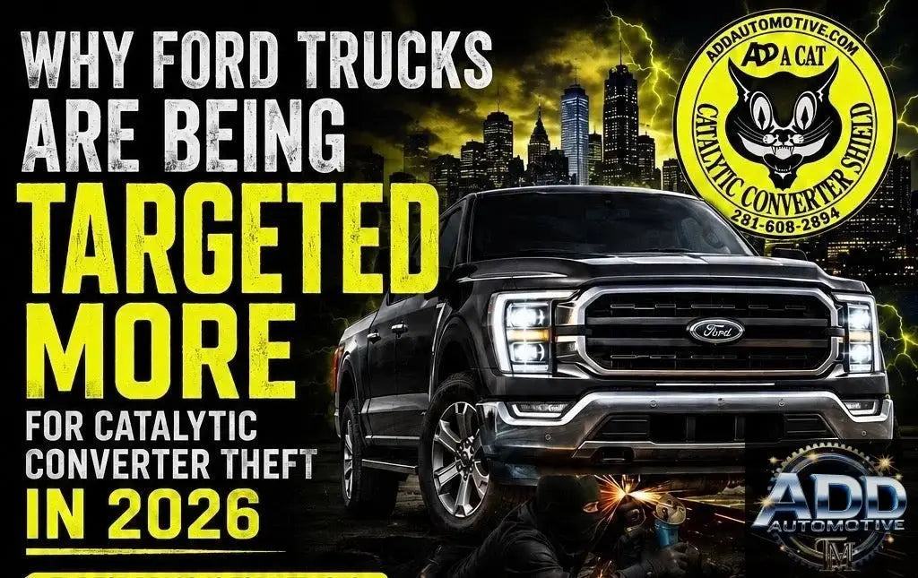 Ford truck parked on street highlighting catalytic converter theft risk in 2026