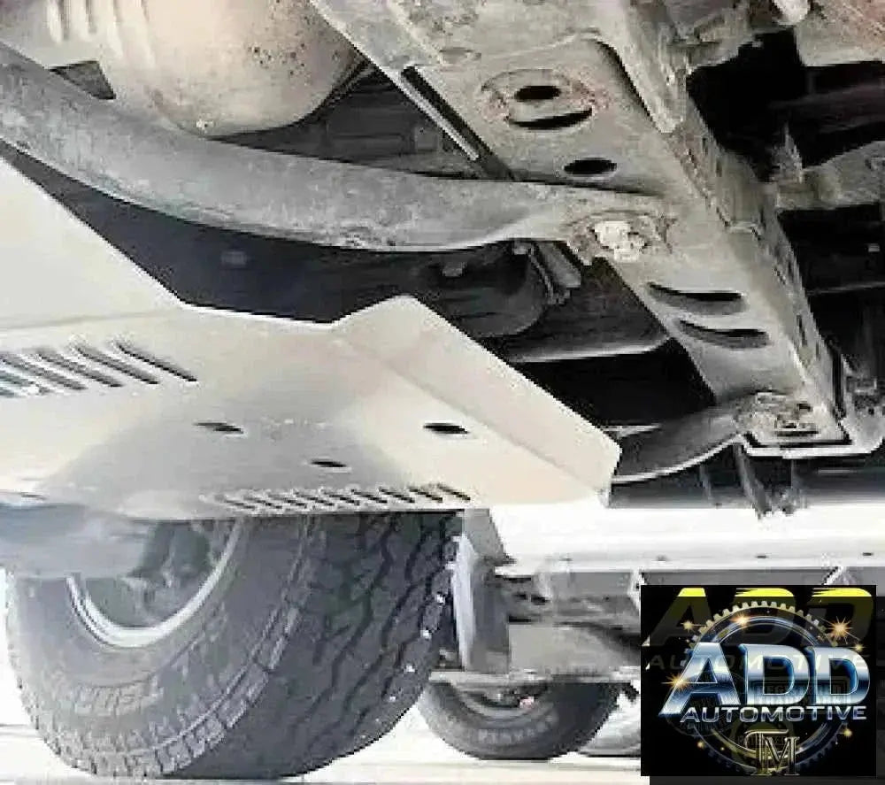 2003-2024 Toyota 4Runner catalytic converter shield made of marine-grade aluminum with ventilation louvers and security bolts, designed for easy bolt-on installation and anti-theft protection.