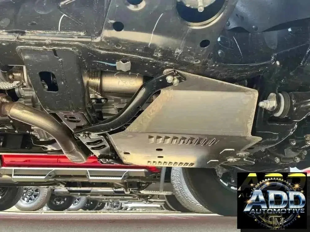 2005-2023 Toyota Tacoma V6 catalytic converter shield made of marine-grade aluminum with louvered vents and security bolts