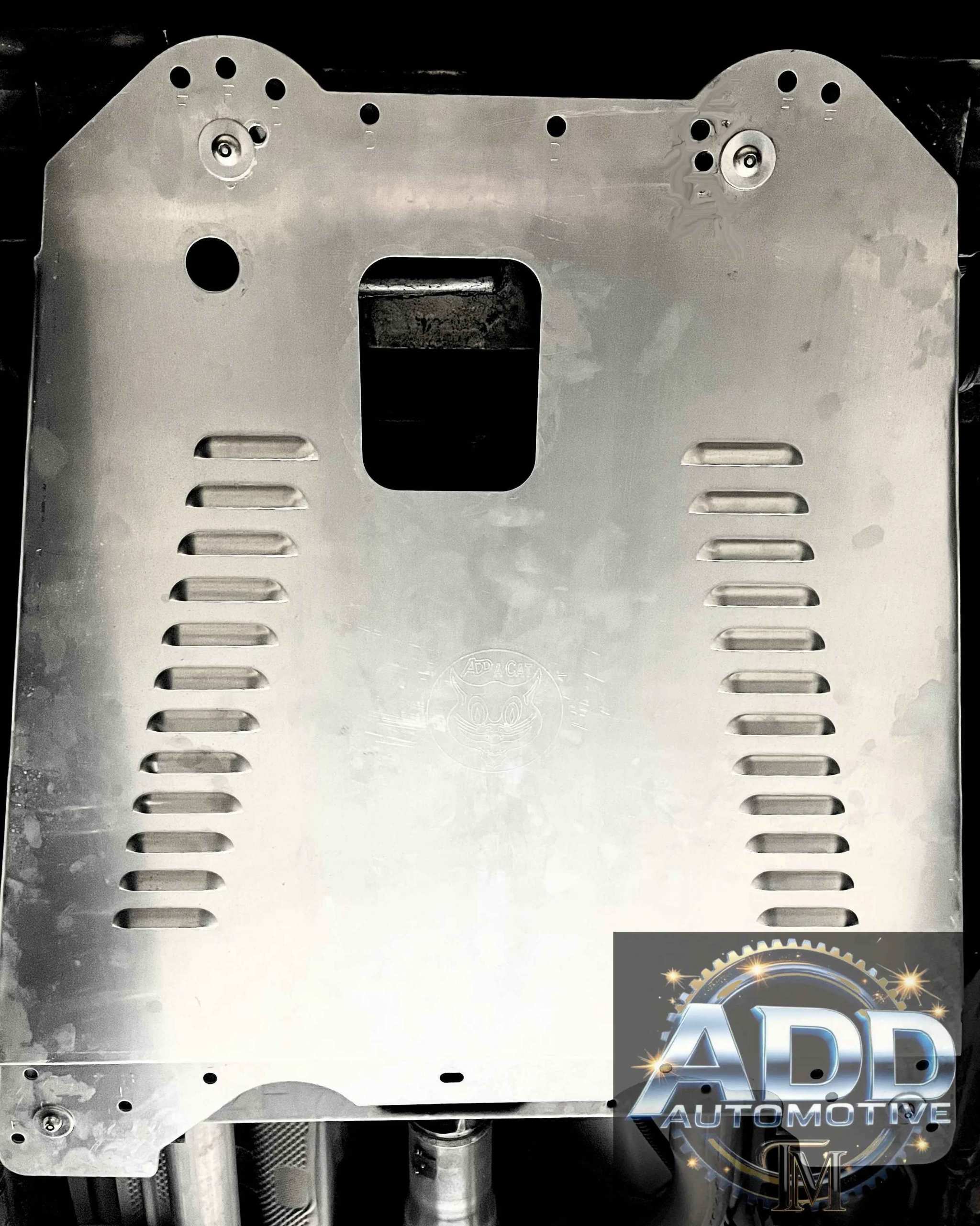 2007-2014 Chevrolet Tahoe catalytic converter shield in raw silver aluminum with security bolts and ventilation louvers