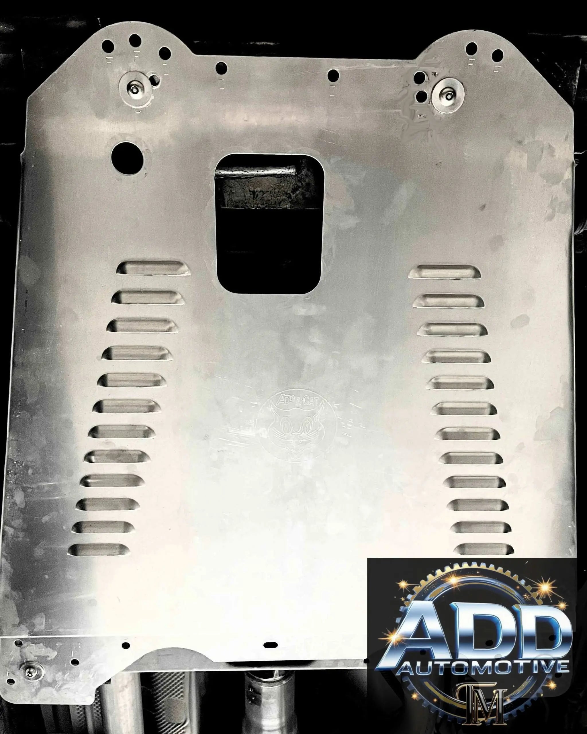 2007-2014 Chevrolet Tahoe catalytic converter shield in raw silver aluminum with security bolts and ventilation louvers