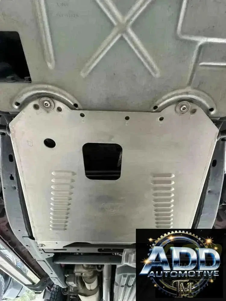 2005-2026 Ford F-150 catalytic converter shield made of marine-grade aluminum with security bolts and louvered ventilation