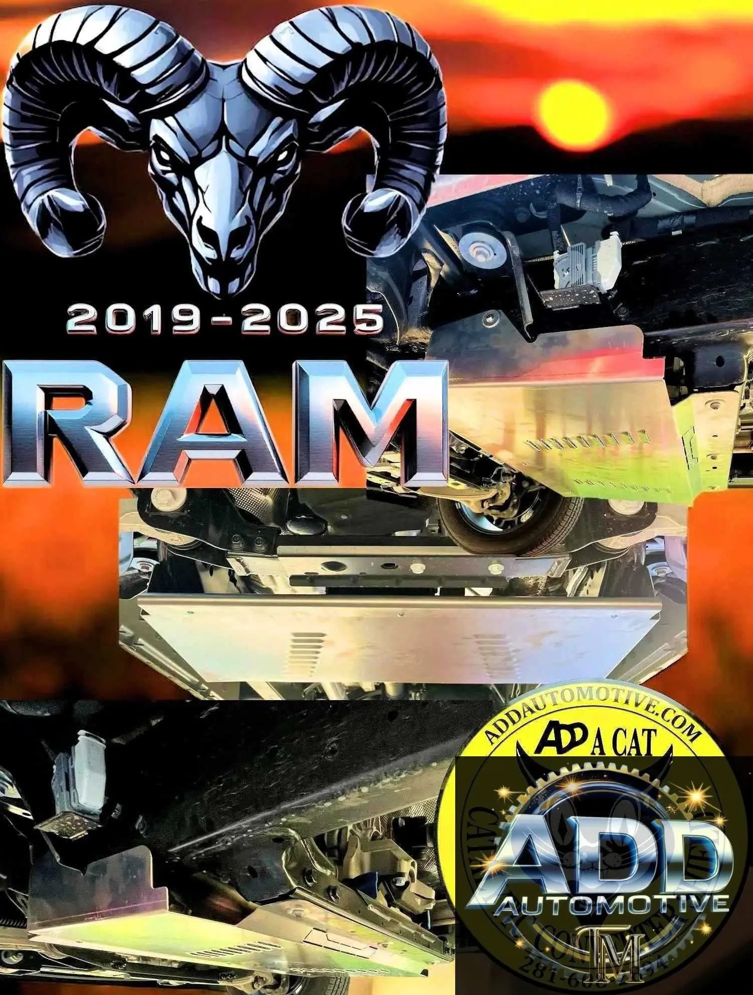 2019-2026 Ram 1500 catalytic converter shield installed under truck for theft protection and durability