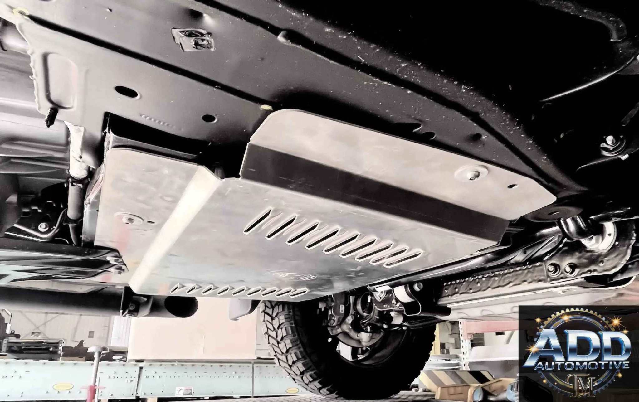2021-2026 Chevrolet Suburban catalytic converter shield made of marine-grade aluminum with louvers and security bolts for theft protection and impact resistance