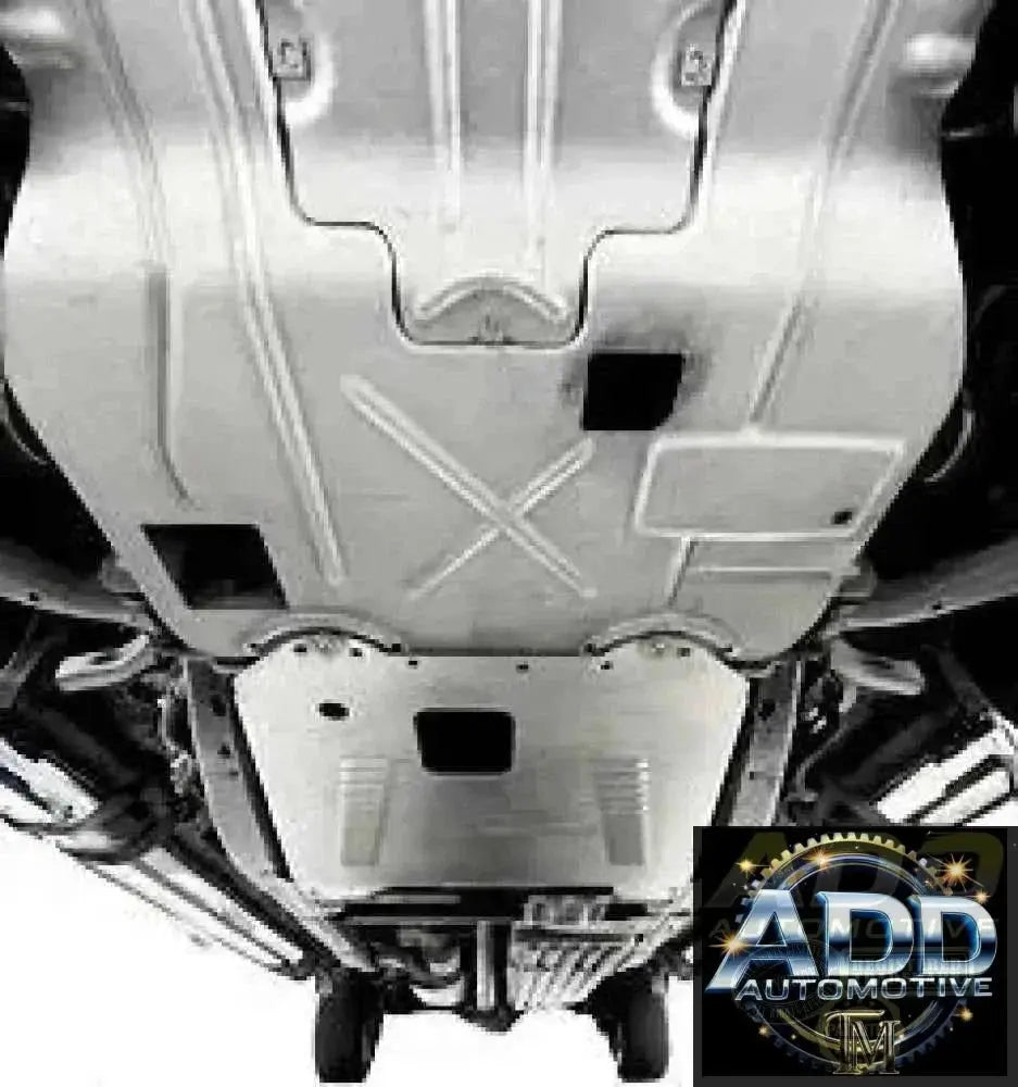 2021-2026 Ford F-150 PowerBoost catalytic converter shield in marine-grade aluminum with vent louvers and security bolts