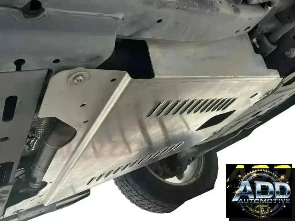 2021-2026 Ford F-150 Powerboost catalytic converter shield made from marine-grade aluminum with louvers and security bolts for theft protection