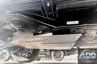 2022-2027 Toyota Tundra Hybrid catalytic converter shield made of marine-grade aluminum with ventilation louvers and security bolts