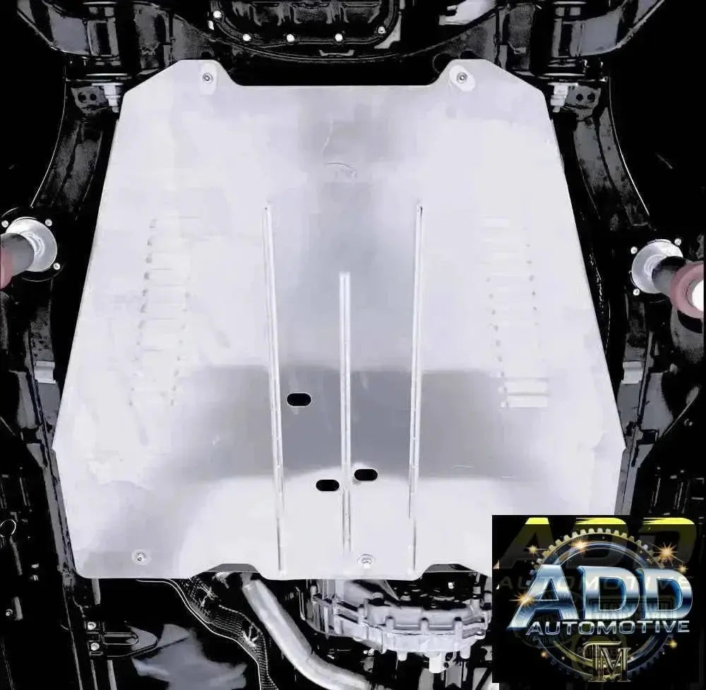 2023-2026 Toyota Sequoia Hybrid catalytic converter shield made of marine-grade aluminum with ventilation louvers and security bolts installed under vehicle