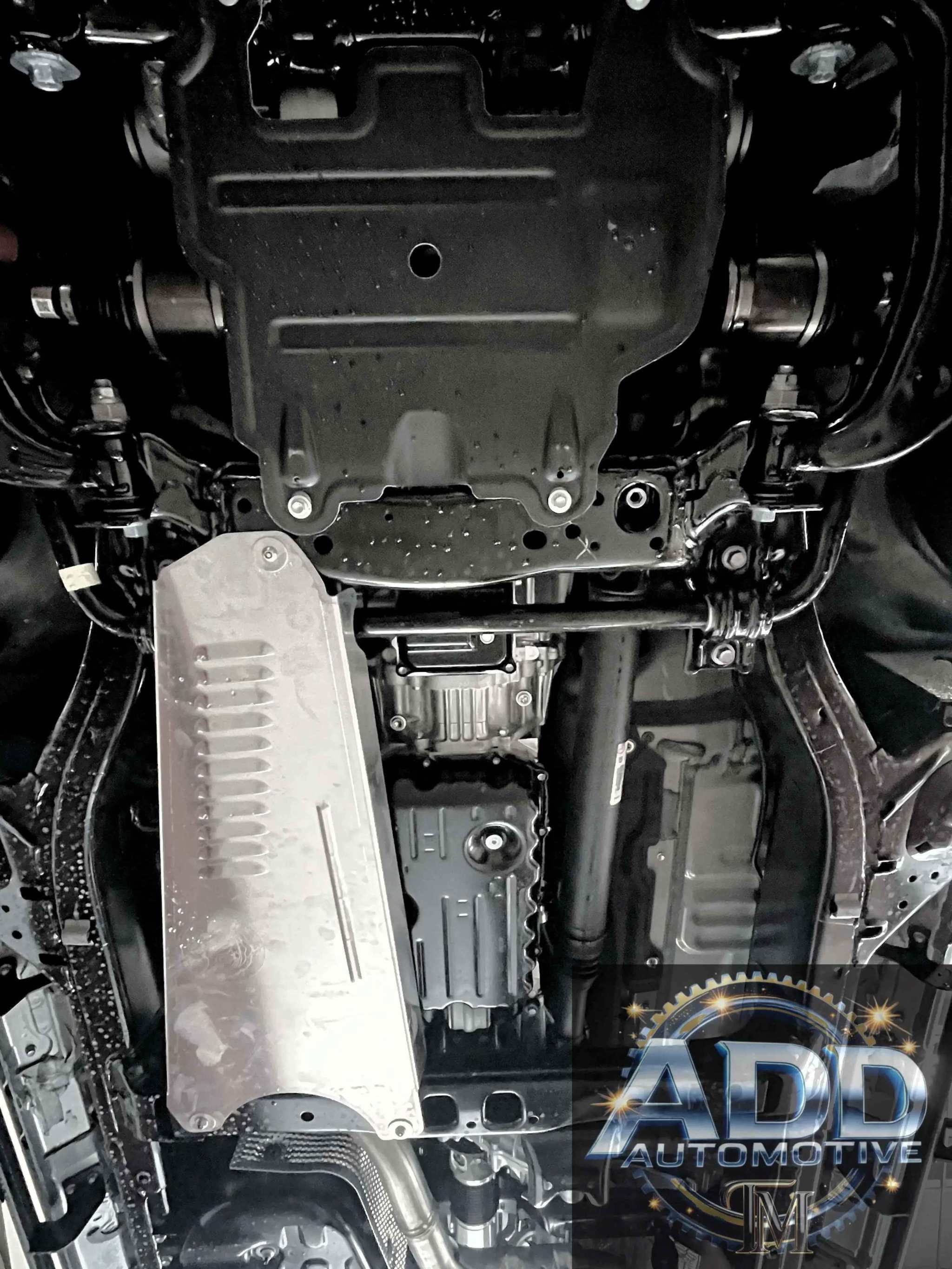 2024-2026 Toyota Tacoma Hybrid catalytic converter shield made of marine grade aluminum with louvers for ventilation and security bolts