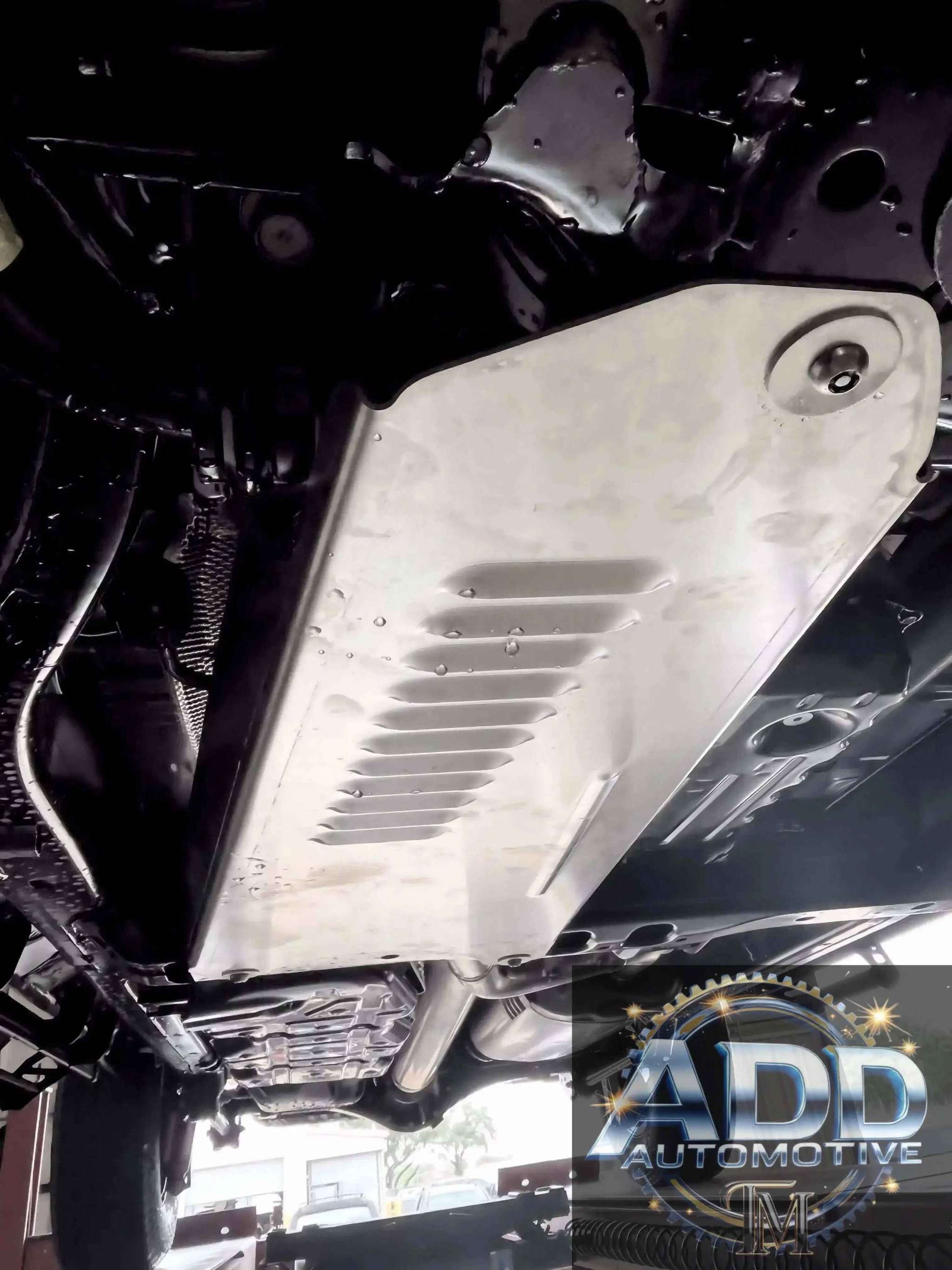 2024-2026 Toyota Tacoma Hybrid catalytic converter shield made from marine grade aluminum with louvers and security bolts for anti-theft protection