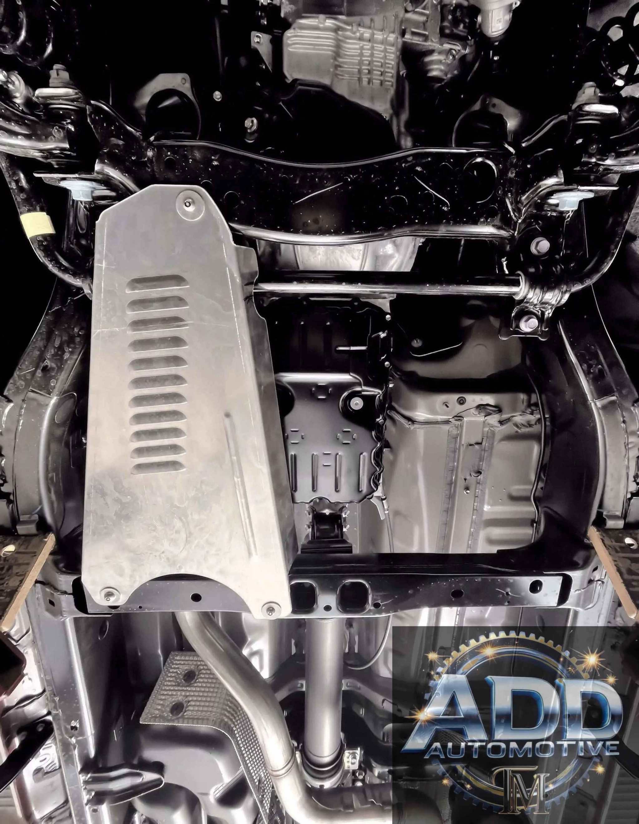 2025-2026 Toyota 4Runner catalytic converter shield skid plate installed under vehicle for theft protection