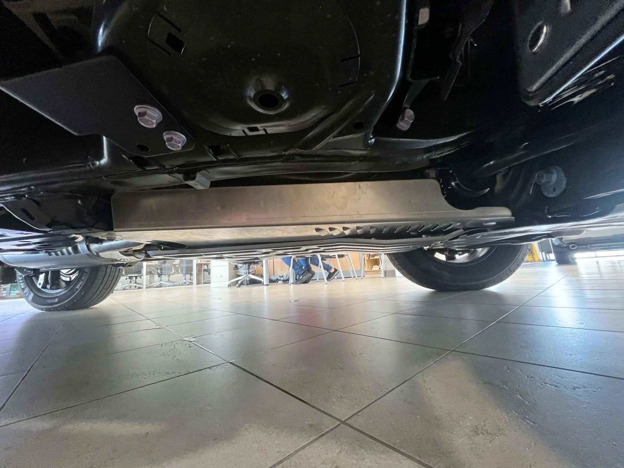 2025-2026 Toyota 4Runner catalytic converter shield installed under vehicle for anti-theft protection