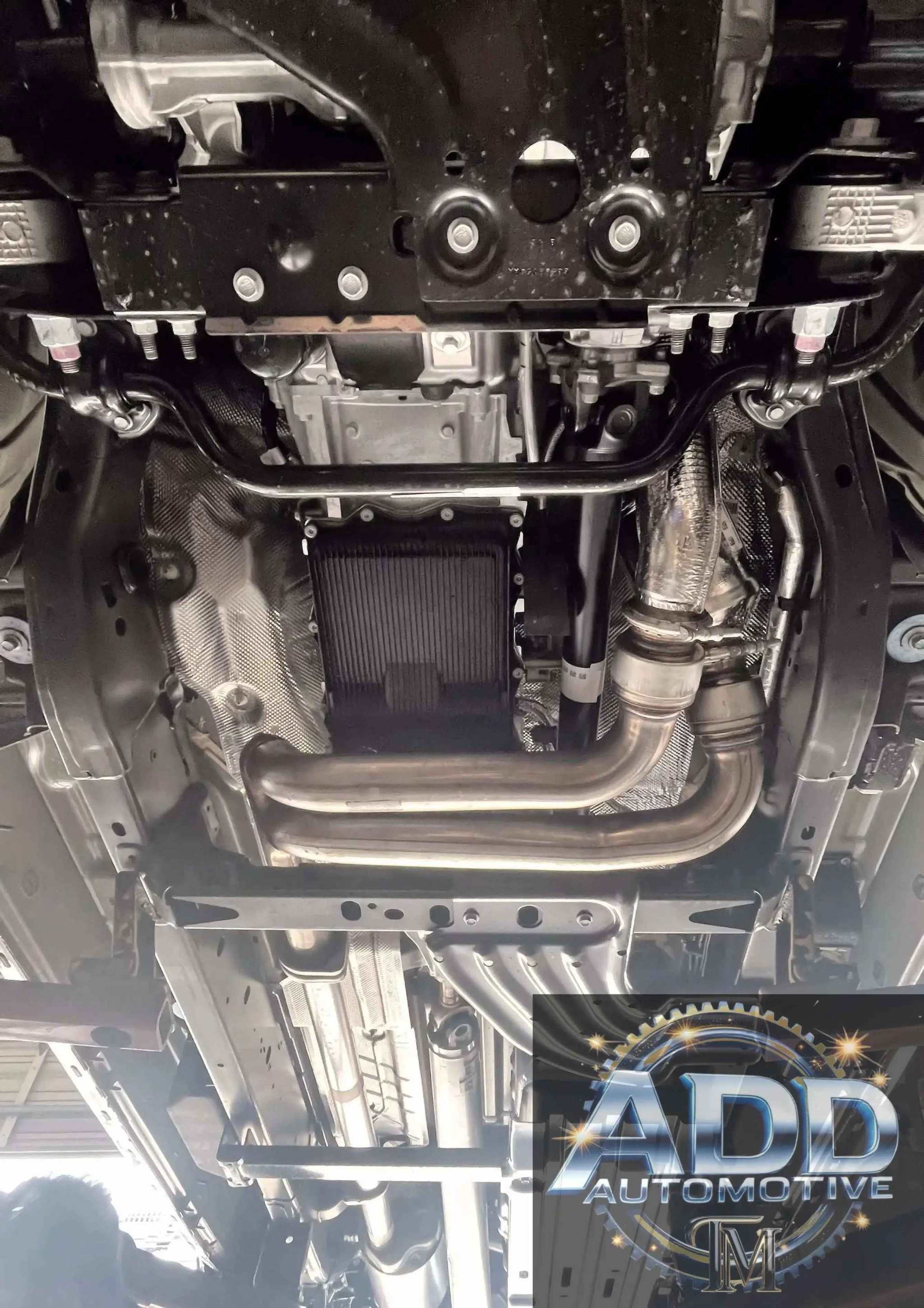 2025-2026 Ram 1500 catalytic converter shield installed under truck for anti-theft protection