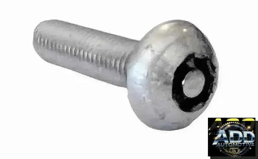 Patented M8-125 Security Bolt silver metal with recessed drive and rounded head for vehicle anti-theft applications