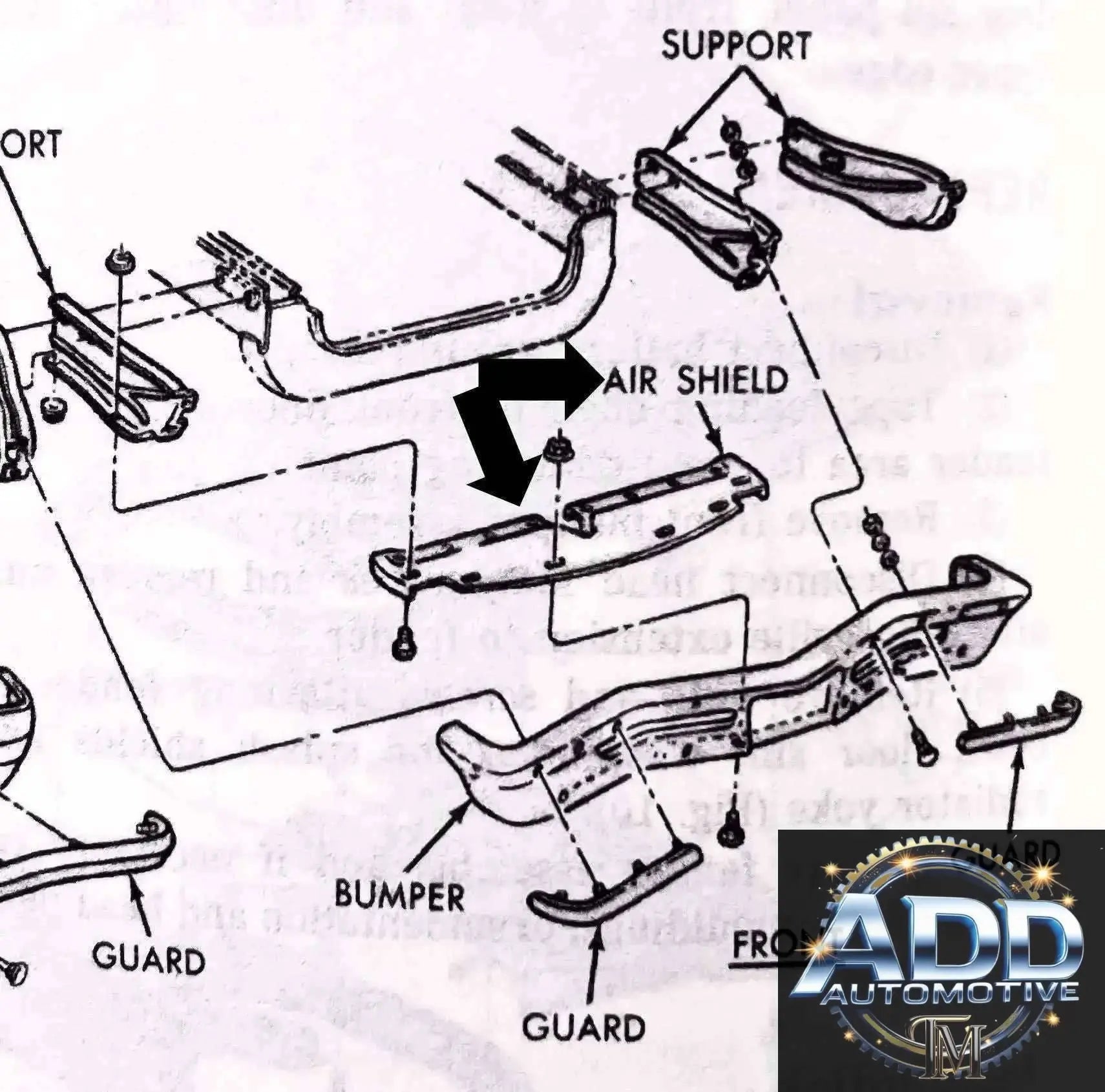 Plymouth Air Shield and Stone Shield for 1968-1969 Plymouth models protecting radiator and preventing overheating