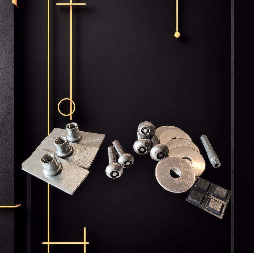 Tundra Hybrid Shield Hardware Kit with security bolts, brackets, washers and matching security bit
